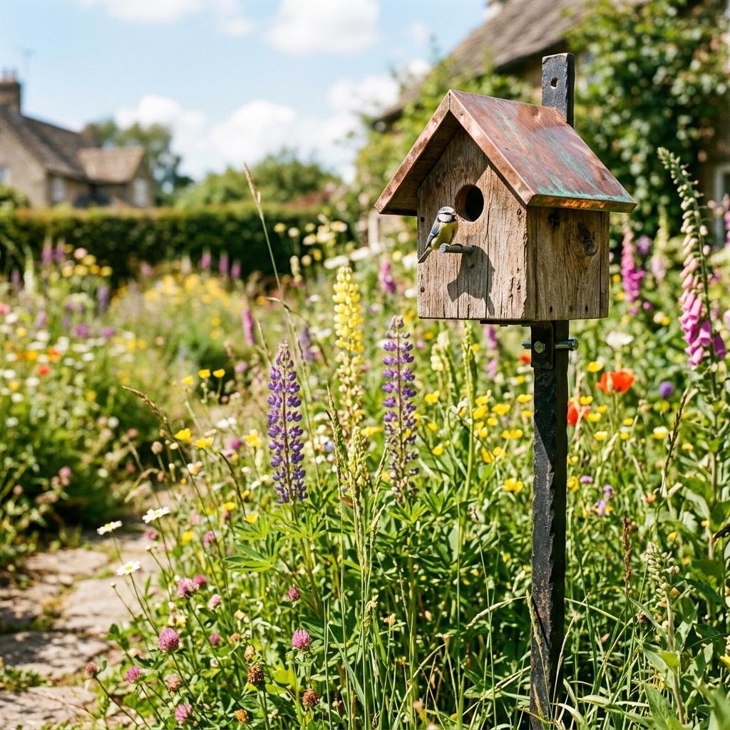 Nistkasten Vogelhaus am Metallstab Gartenstecker